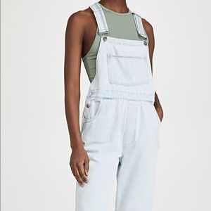 NWT WeWoreWhat Basic Overalls in Light Icy Wash